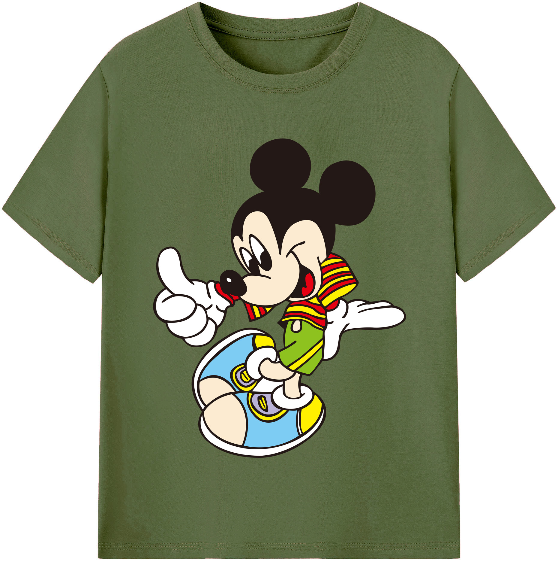 （画像用） ミッキーマウス Mickey Mouse 綿100％半袖Tシャツ（フロントプリント）